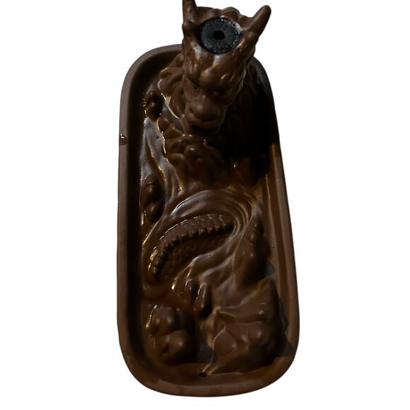 Dragon Head Backflow Incense Burner Brown Ceramic Holds Incense Cones & Sticks - Picture 3 of 5